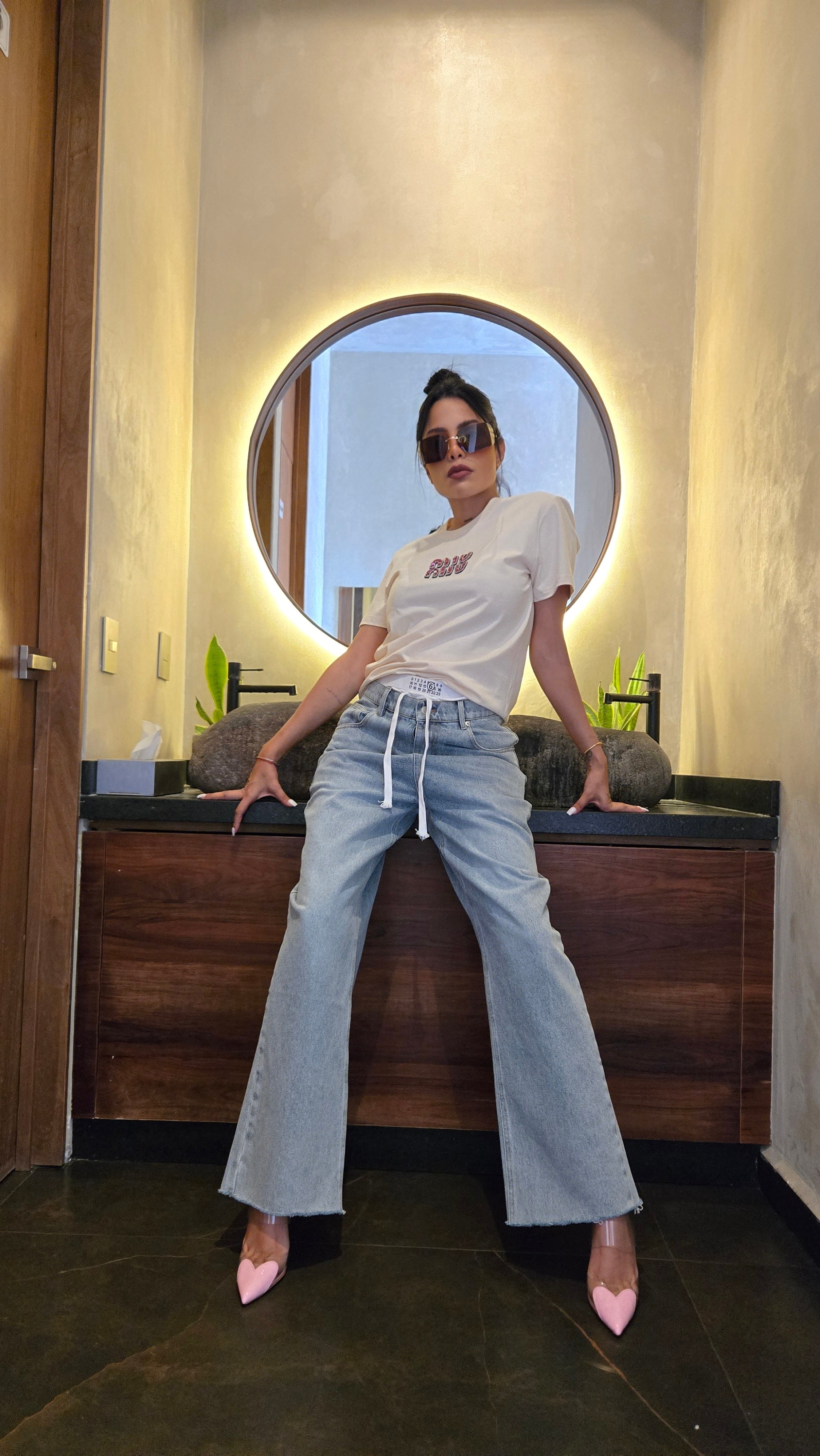 T-SHIRT BEIGE ROSA MIU-8